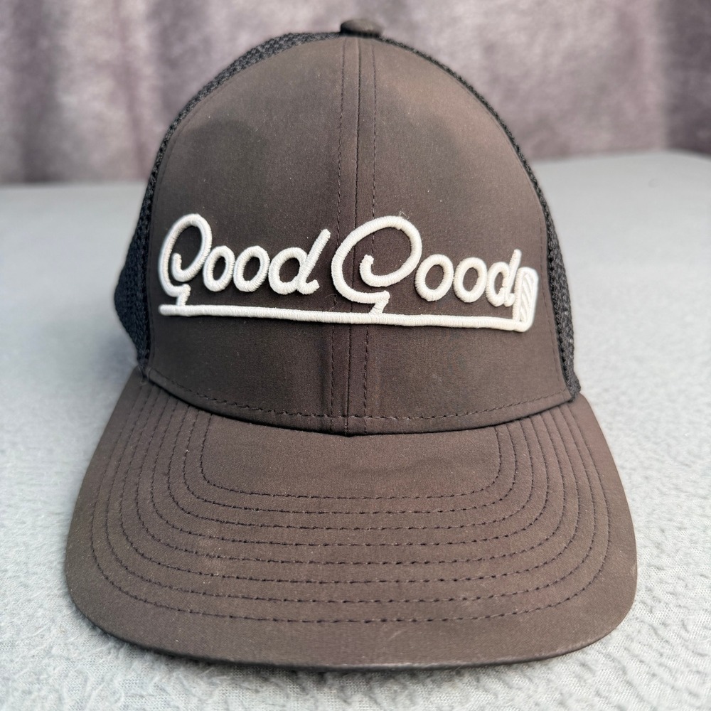 Good Good Golf Trucker Hat Black Mesh Snapback Script Logo Cap